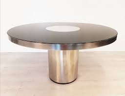 Stainless steel dining table base leg hairline gold coffee table base for hospitality projects. Rare Polished Stainless Steel Smoked Glass Dining Table By Willy Rizzo 82625