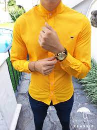 Camisa Amarilla Lisa Ropa De Moda Hombre Vestimenta Casual Hombres Tiendas De Ropa De Moda