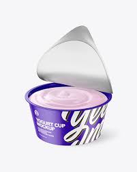 Opened Glossy Yogurt Cup Mockup In Cup Bowl Mockups On Yellow Images Object Mockups