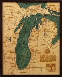Salish Sea Bathymetric Wood Chart Lake Art Lake Michigan