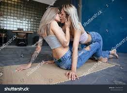 Lesbian kissing passionate