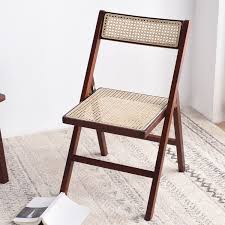 Pembroke Folding Rattan Solid Wood Chair Walnut Solid Wood Chairs Wood Chair Wooden Folding Chairs