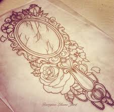 Ornate victorian handheld mirror tattoo with asking alexandria lyrics she s such a beautiful m mirror tattoos sleeve tattoos vintage tattoo sleeve. Antique Mirror Sketch Mirror Tattoos Sleeve Tattoos Tattoos