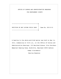 OFFICE OF ZONING AND ADMINISTRATIVE HEARINGS FOR MONTGOMERY COUNTY  -----------------------------------x : : PETITION OF ABC LOVI