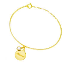 Achat Bracelet Jonc En Plaque Or Et Oxyde De Zirconium Maman Longueur Pm Femme Le Manege A Bijoux