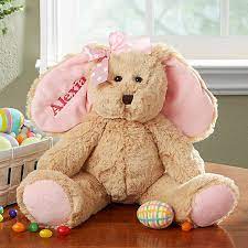 You can personalize this easter bunny book to feature your child's own name on the cover, and it will also be incorporated into the illustrations on every page, making a unique gift for easter. Personalized Stuffed Easter Bunny