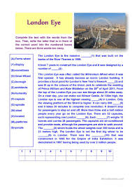 If you are a nursing or midwifery student at our berkshire institute for health, you'll be based in reading. London Eye Reading Comprehension English Esl Worksheets For Distance Learning And Physical Classrooms
