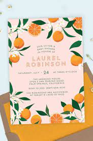 Baby Shower Invitations Orange Citrus Baby Shower Baby Brunch Invitations Printable Printed Or Evite 0113 In 2021 Citrus Baby Orange Baby Shower Spring Baby Shower
