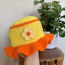 Orange Blossom Bucket Hat Crochet Pattern Only In 2021 Crochet Hats Crochet Crochet Hat Pattern