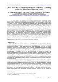 Mohon partisipasi dalam online survey pengalaman pembelajaran daring saat situasi covid19. Pdf Online Interactive Multimedia Oriented To Hots Through E Learning On Physics Material About Electrical Circuit
