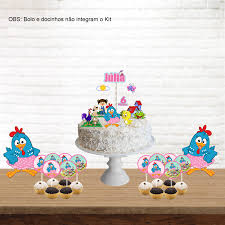 Ela sempre fazia as minhas festas e a da minha irmã e com a repercurssão começou a alugar os enfeites galinha baby. Kit Festa Mesversario Galinha Pintadinha Pic Art Personalizados