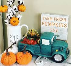 Farm Fresh Pumpkins Sign Fall Decor Teal Truck Teal Pickup Truck Truck Decor Farmhouse Fall Decor Fall Wood Blue Fall Decor Fall Decor Fall Mantle Decor