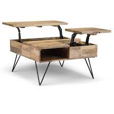 Multipurpose table with storage can be used as. Simpli Home Hunter Solid Mango Wood Lift Top Square Coffee Table In Natural Axchun 04