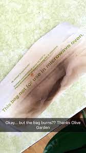 Freeze breadsticks for up to 3 months. Olive Garden On Twitter Chelseaforbus They Warm Up Much Better In The Oven Also Please Be Careful Our Breadstick Bags Are Not Microwavable