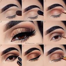 Brown And Gold Smokey Eye Tutorial For Brown Eyes Dramatic Eye Makeup Natural Eye Makeup Eye Makeup Steps