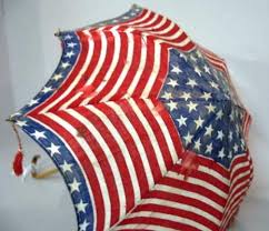 This Small Umbrella Was Probably A Political Campaign Souvenir Red White And Blue Stripes And Stars With Beaded Tassels Umbrella Blue Umbrella Red White Blue
