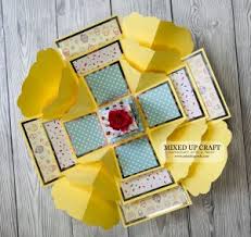 Hi friends, it's natalie from doodlecraft! Explosion Box Card With Slider Lid And 3d Birthday Cake Mixed Up Craft