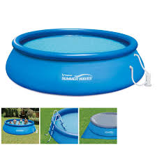 Summer Waves Inflatable Ring Quick Set 15 Ft X 42 In D Round Above Ground Pool With Rx1000 Filter Pump System P1001542f156 The Home Depot In 2020 Round Above Ground Pool