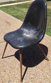 Vintage Midcentury 1960s Chromcraft Black Fiberglass Shell Eames Style Chair Eames Chair Retro Decor