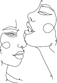 Two Abstract Faces Drawing Fine One Line Art Mini Art Print By Valeria Art Boutique Without Stand 3 X 4 Line Art Abstract Face Art Abstract Faces