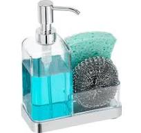 mDesign Plastic Kitchen Sink Countertop Hand Soap Dispenser - Clear/Chrome