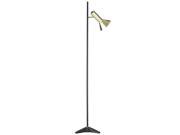 Retro Stehlampe Lampenschirm Schwenkbar Schwarz Gold Leseleuchte