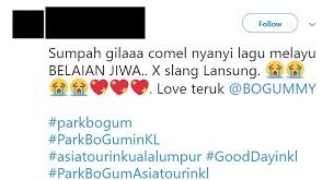 Di jiwa insan yang mendambakan kebahagiaan. Video Peminat Malaysia Terpukau Park Bo Gum Menyanyi Lagu Belaian Jiwa