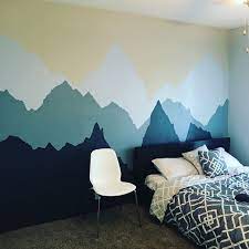 Freehand Mountains Painted On Bedroom Wall Bedroom Wall Paint Small Room Design Bedroom Box Room Bedroom Ideas