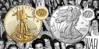 Released with a limited mintage of 75,000 coins, the v75 privy proof silver eagle marked the 75th anniversary of world war ii's conclusion. Jim Bisognani V75 End Of World War Ii Gold Silver Coins On Fire