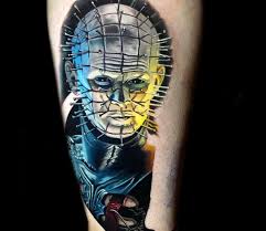 Creepy fans of all three can now display gruesome flayed and displayed horror tattoos on their walls. Pinhead Tattoo By Kegan Hawkins Post 27048
