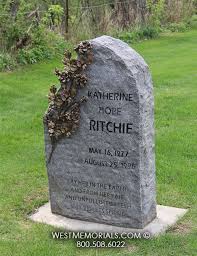 Ritchie Granite Headstone With Bronze Roses By West Memorials Granite Headstones Tree Carving Headstones