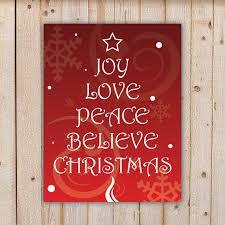 Christmas Tree With Joy Love Peace Believe Christmas Words Red Background With Snowflakes And Swirls Printable Diy Instant Download In 2020 Christmas Words Peace And Love Joy