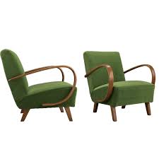 Pair Of Velvet Jindrich Halabala Armchairs Armchair Bentwood Chairs Art Deco Chair