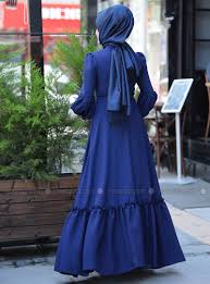 Balon Kollu Abiye Elbise Indigo Fashion Dresses Victorian Dress