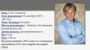 Состояние, активы, биография, семья, место в рейтинге forbes. Tinkov Oleg Yurevich Prezentaciya Onlajn