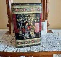 Vintage tin box, China, Oriental, Asia, Tea, home decoration