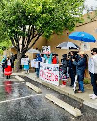 I stood in solidarity with our beautiful native and indigenous communities  this afternoon as we protested against Senator Mark Moores hurtful  “civilized” comments. It was beautiful to protest under light rain and