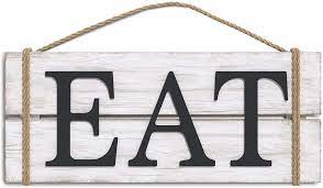 With abstract pieces, you can make a big statement. Amazon Com Barnyard Designs Eat Wood Wall Art Sign Rustic Primitive Farmhouse Country Kitchen And Home Wall Decor White Black 17 X 7 Home Kitchen