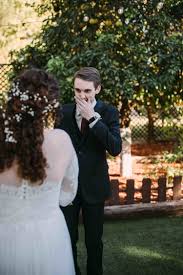 Bride And Groom Emotional First Look The Elegant Barn Gilbert Az Photography Portrait Photography Modern Romance