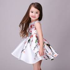 Girls Beautiful Dress Satin Printed Peach Blossom Stylish Summer Casual Dress Birthday Girl Dress Kids Dress Birthday Dress Girls Kids