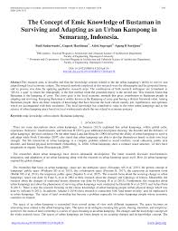 0 ratings0% found this document useful (0 votes). Pdf The Concept Of Emic Knowledge Of Bustaman In Surviving And Adapting As An Urban Kampong In Semarang Indonesia