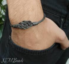 Mens Celtic Double Love Knot Bracelet Oxidized Fine Silver Etsy Floating Necklace Viking Jewelry Vintage Bangles