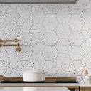 White and Black Terrazzo Hex Porcelain Tile | Colorful Kitchen ...