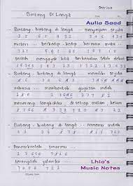 Not Piano Pianika Sherina Bintang Di Langit Lhia S Music Notes