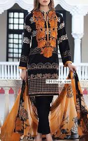 Black Orange Lawn Suit Buy Riaz Arts Dresses Indian Fashion Fashion Pakistani Fashion