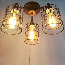 4.2 out of 5 stars. Baiwaiz Industrial Black Ceiling Light With Pull Chain Metal Wire Cage Semi Flush Mount Ceiling Lighting Steampunk Pull String Light Fixture 3 Lights Edison E26 076 Pricepulse