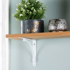 On lowes.com, we make it easy to shop by space with curated collections of shelving by room. Style Selections 9 06 In White Shelf Bracket Lowes Com Decorative Shelf Brackets Shelves Shelf Brackets