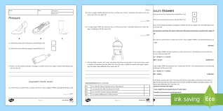 Ks3 Pressure Homework Activity Sheet Homework Pressure Force Mass Weight Newtons Newt Science Teaching Resources Homework Worksheets Force And Pressure