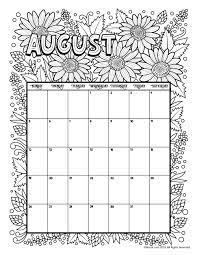 These are great for the classroom either for schedules or bulletin boards. August 2018 Coloring Calendar Page Woo Jr Kids Activities