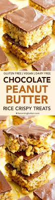 The classic rice crispy treat, is well, a classic for a reason. Chocolate Peanut Butter Rice Crispy Treats Vegan Gluten Free Dairy Free Beaming Baker